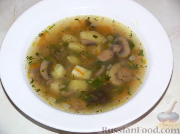 Суп гречневый с грибами и курицей  